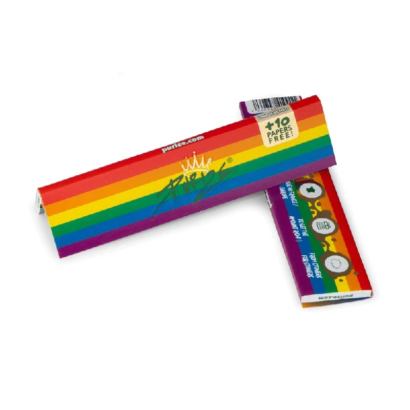 PURIZE papírky King Size Slim, 42 ks v balení, nebělené, duhové