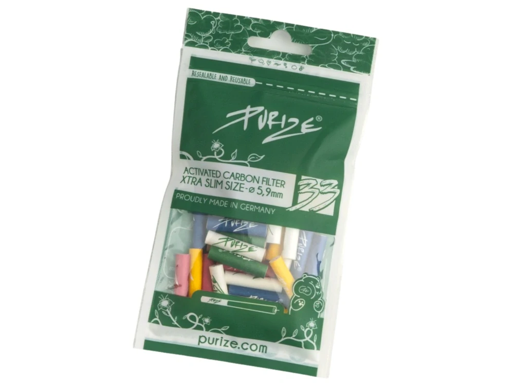 PURIZE uhlíkové filtry - XTRA Slim Size, sáček 33 ks, mix barev