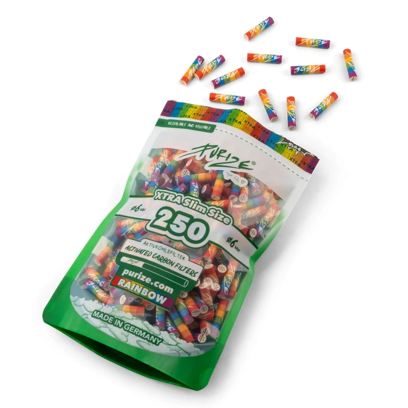 Purize XTRA Slim 6 mm filtry Rainbow, sáček 250 ks