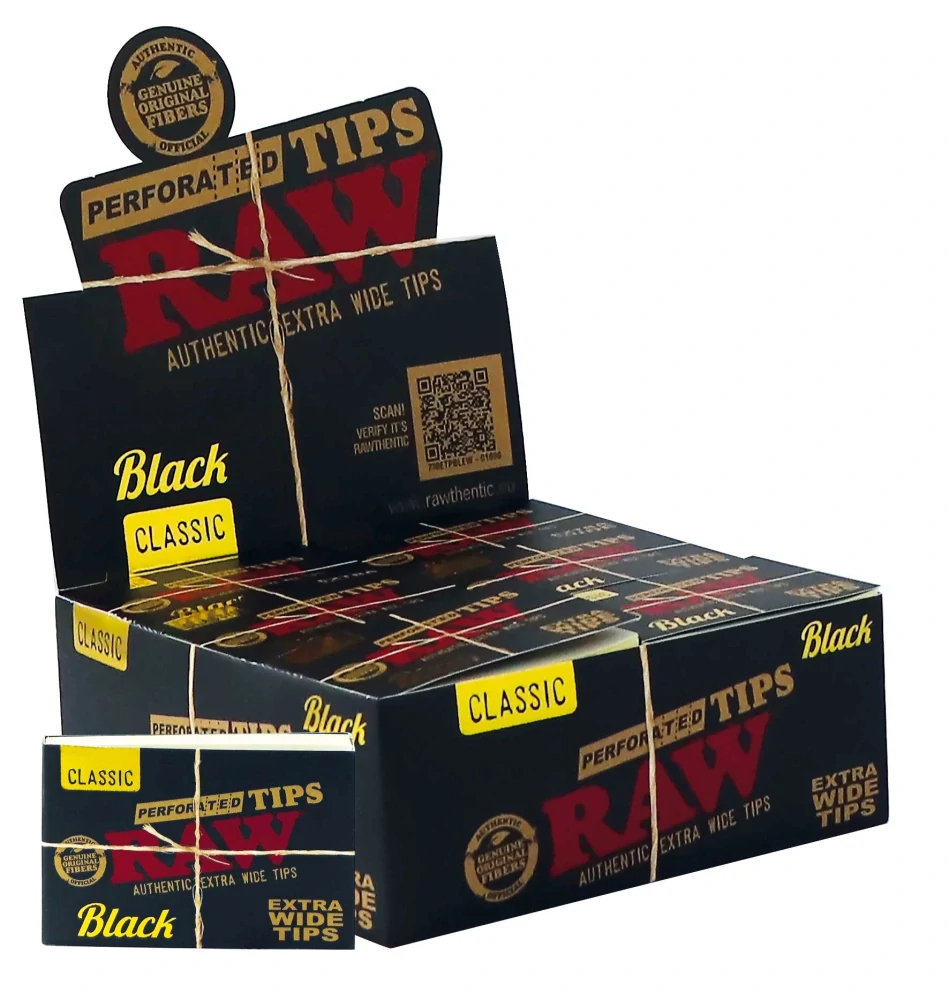 Filtry RAW BLACK - extra široké, nebělené, perforované 40 ks v balení | box 36 ks