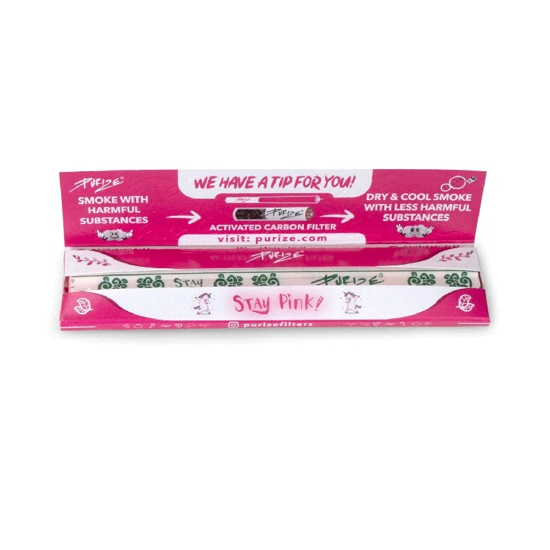 PURIZE papírky King Size Slim, 42 ks v balení, růžové| box 50 ks