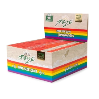 PURIZE papírky King Size Slim, 42 ks v balení, nebělené, duhové | box 50 ks