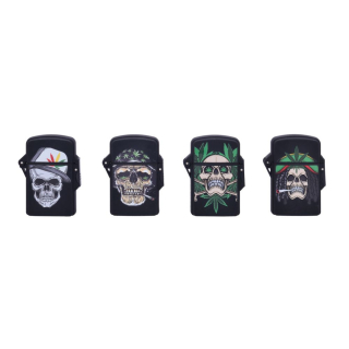 RASTA SKULLS JET FLAME Lighter zapalovač s tryskou - MIX DESIGN
