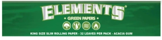 Papírky ELEMENTS King Size Slim GREEN, 32ks v balení